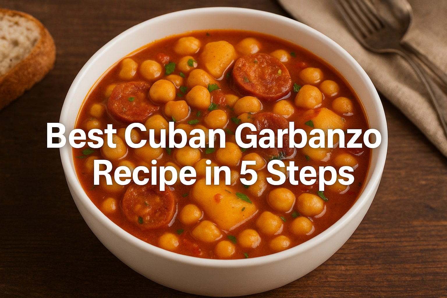Best Cuban Garbanzo Recipe in 5 Steps with Chorizo and Chickpeas in Rich Tomato Broth